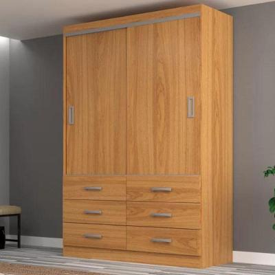 Guarda Roupa Casal Veneza Premium 2 Portas de Correr 6 Gavetas Cinnamomo