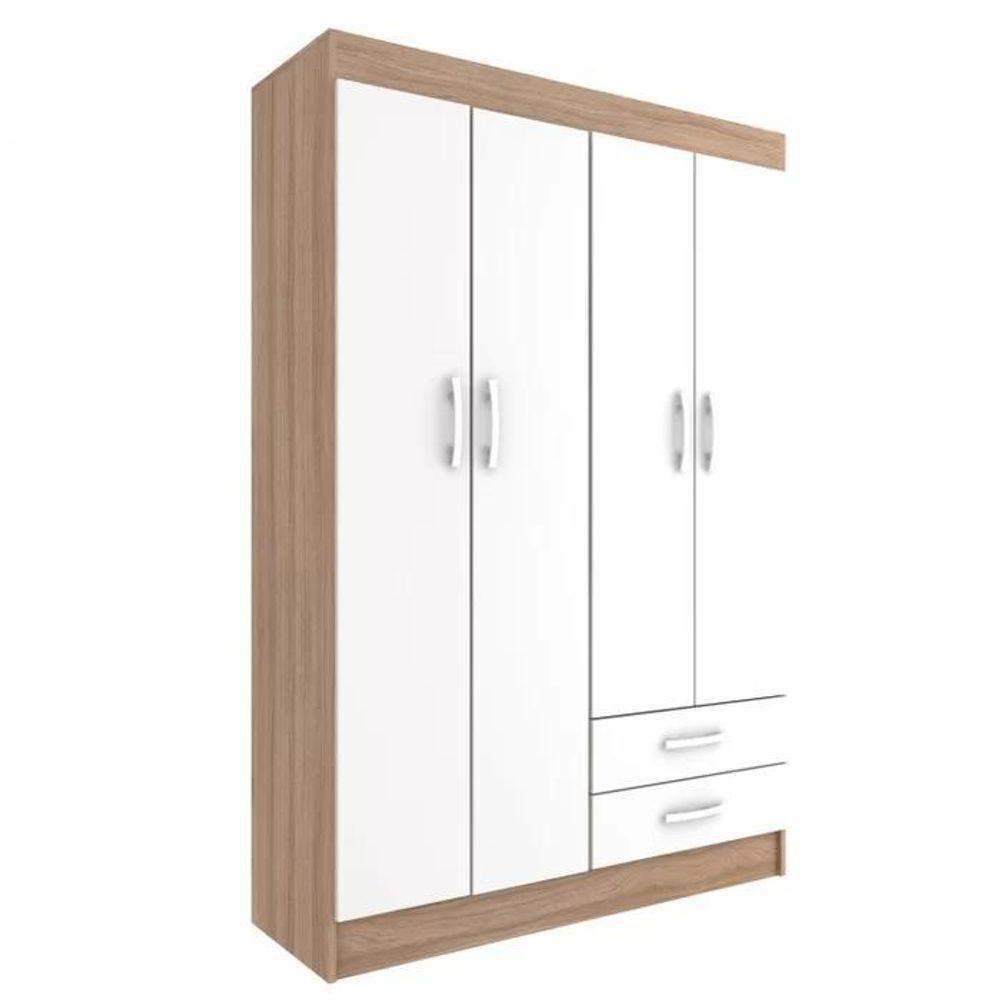Guarda-roupa Solteiro Atalaia 4 Portas 2 Gavetas - Demolição - Branco Demolição - Branco - 3
