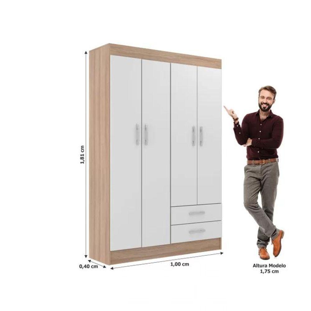 Guarda-roupa Solteiro Atalaia 4 Portas 2 Gavetas - Demolição - Branco Demolição - Branco - 4