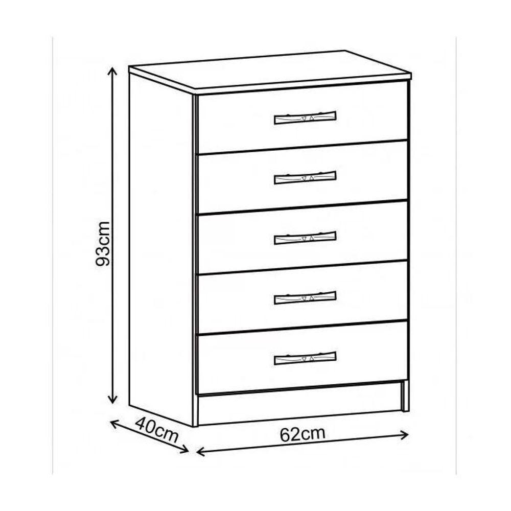 Cômoda 5 Gavetas Maxi - Branco Branco - 2