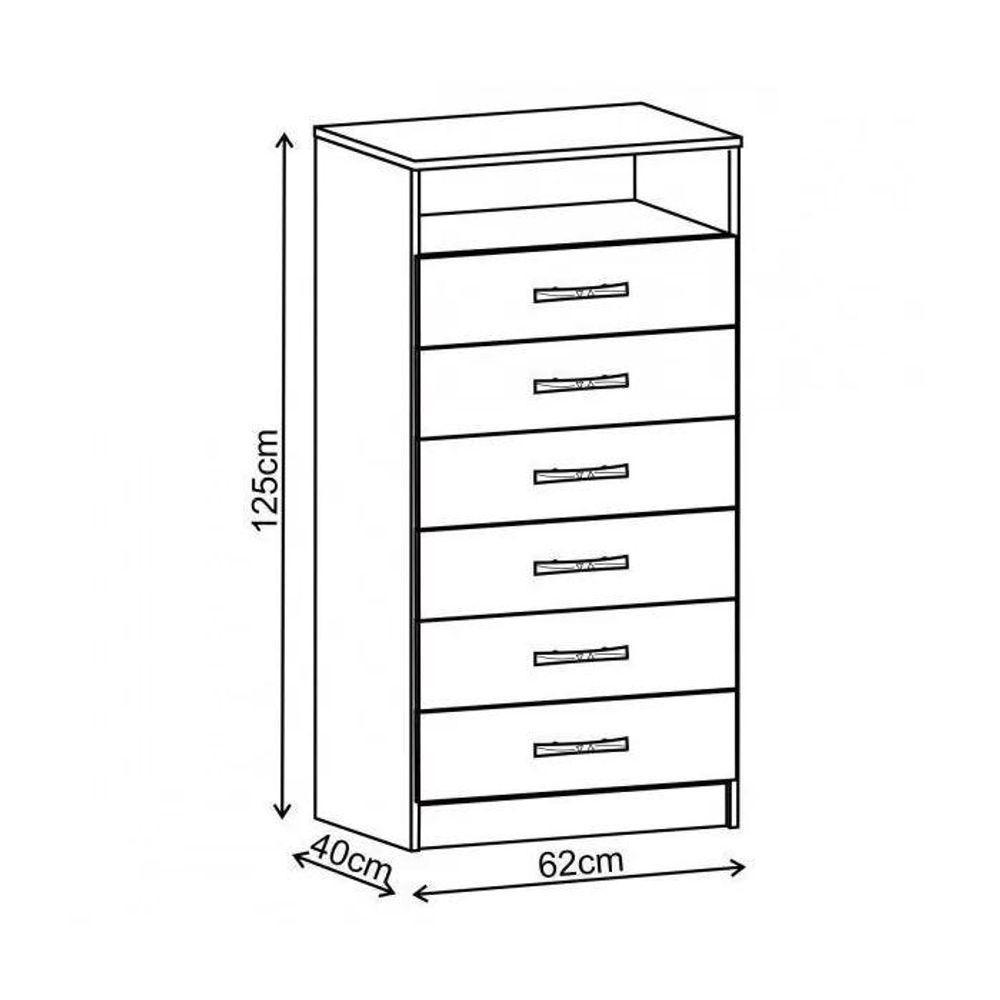 Cômoda Rack 6 Gavetas 1 Nicho Maxi - Branco Branco - 3