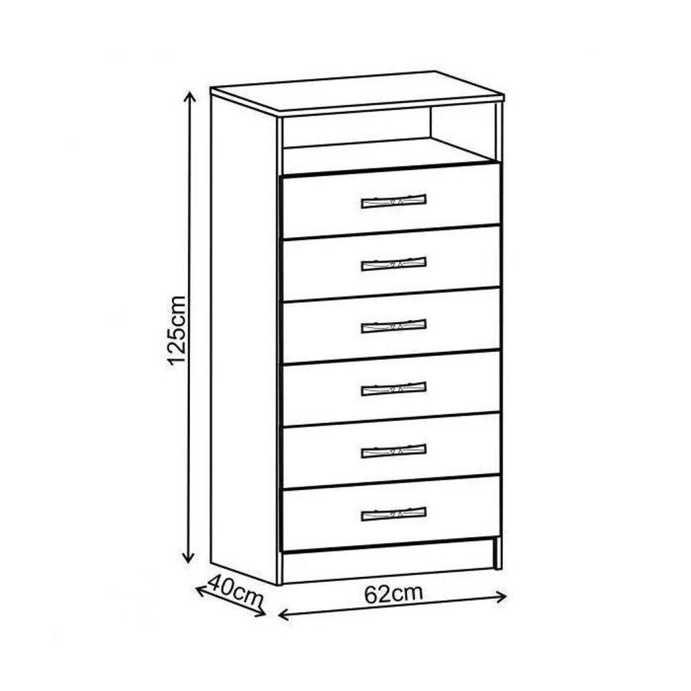 Cômoda Rack 6 Gavetas 1 Nicho Maxi - Branco - Azul Branco - Azul - 2