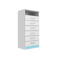 Cômoda Rack 6 Gavetas 1 Nicho Maxi - Branco - Azul Branco - Azul - 1