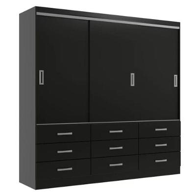 Guarda Roupa Casal Isabela 03 Portas 09 Gavetas - Black Black