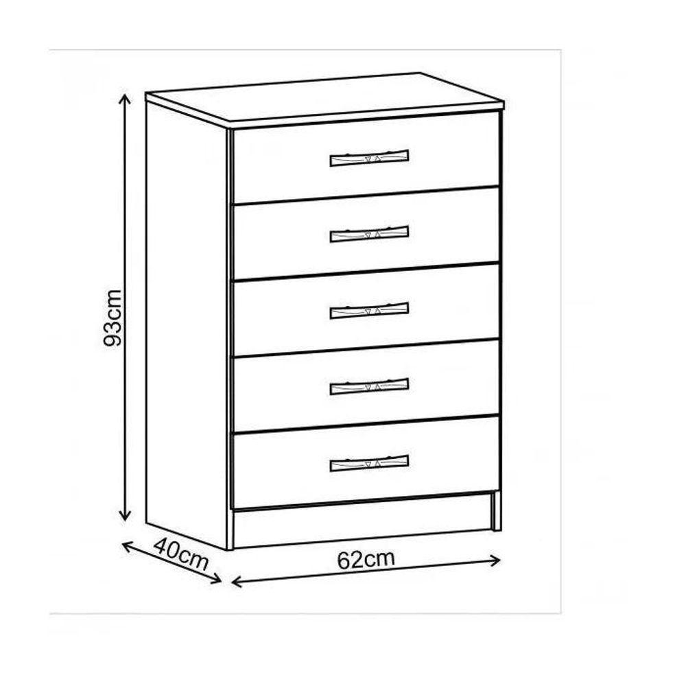 Cômoda 5 Gavetas Maxi - Branco - Azul Branco - Azul - 2