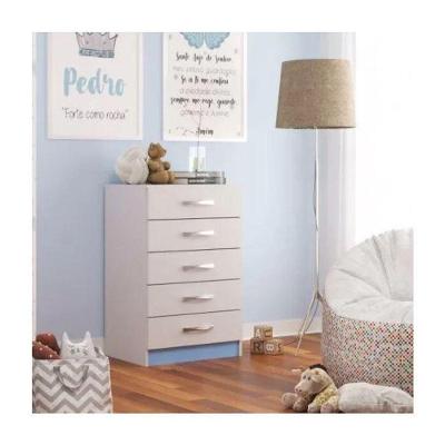 Cômoda Maxi 5 Gavetas em MDF com Puxador de Metal Branco Azul