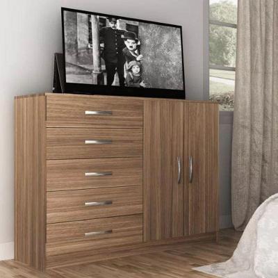 Cômoda Austin 5 Gavetas em MDP e MDF com Puxador Plástico Acabamento Fosco Amadeirado