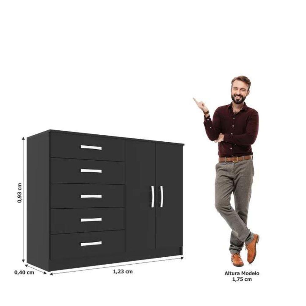 Cômoda Austin 2 Portas 5 Gavetas - Black Black - 3