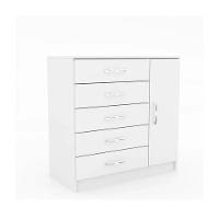 Cômoda Sapateira Zurique 1 Porta 5 Gavetas Branco - Branco Branco - 4