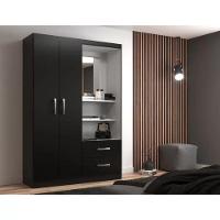 Guarda Roupa Capelinha Solteiro 2 Portas 2 Gavetas Premium - Black Black - 1