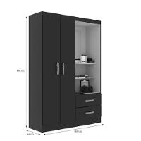 Guarda Roupa Capelinha Solteiro 2 Portas 2 Gavetas Premium - Black Black - 2
