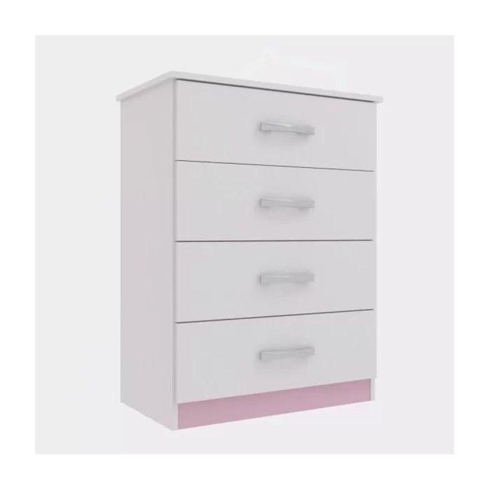 Cômoda Infantil Maxi 04 Gavetas - Branco - Rosa Branco - Rosa - 2
