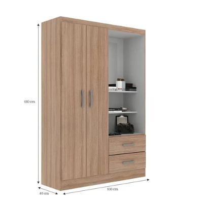 Guarda Roupa Solteiro Capelinha 2 Portas Dobradiça 2 Gavetas Demolição Evidência Móveis