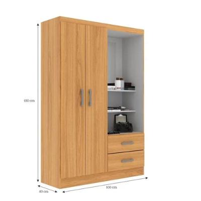 Guarda Roupa Solteiro Capelinha 2 Portas de Bater 2 Gavetas Cinnamomo MDP