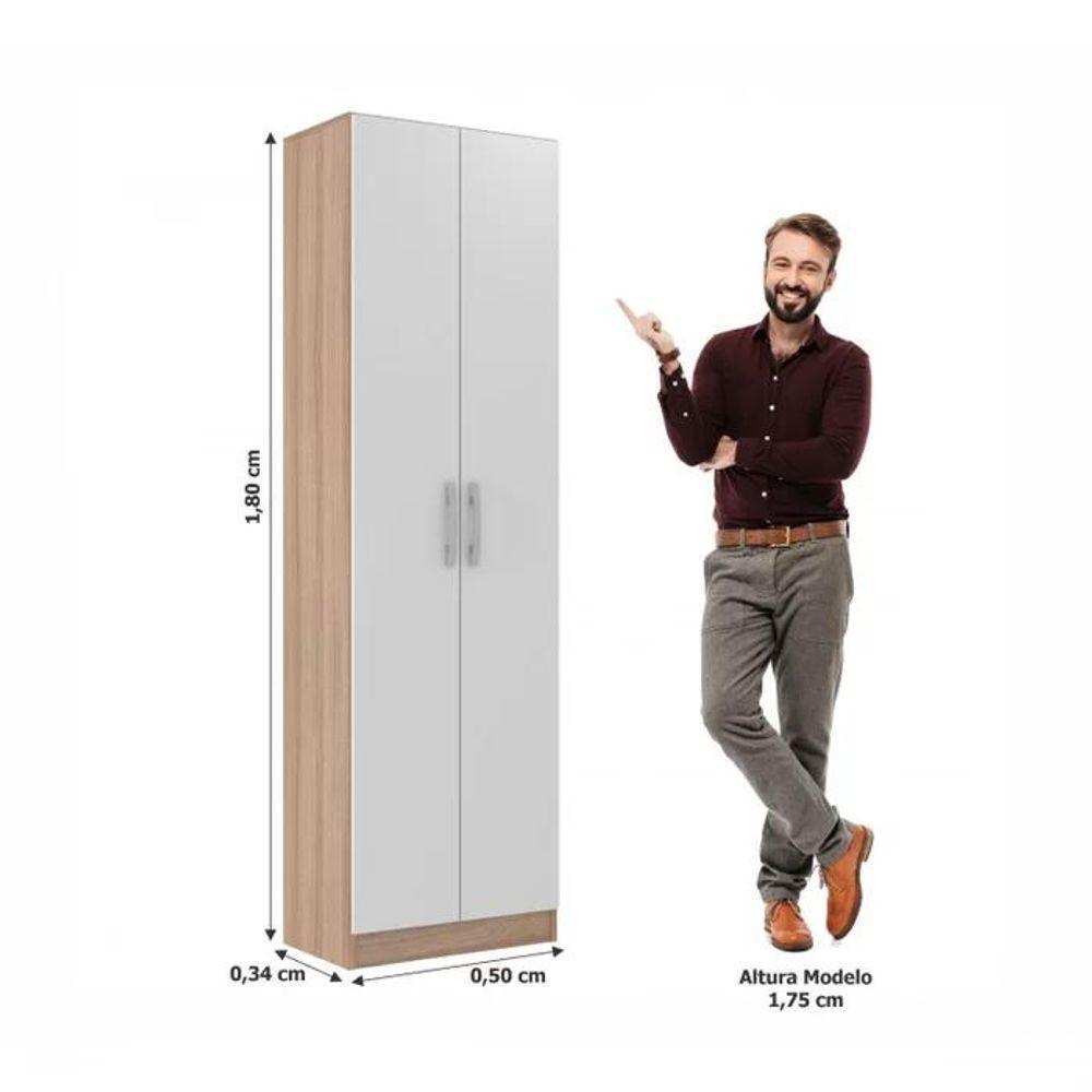 Armário Multiuso Milão 2 Portas E 4 Prateleiras - Branco - Demolição Branco - Demolição - 2