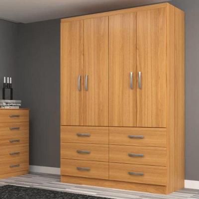 Guarda Roupa Casal Treviso 4 Portas de Bater 6 Gavetas Cinnamomo MDP