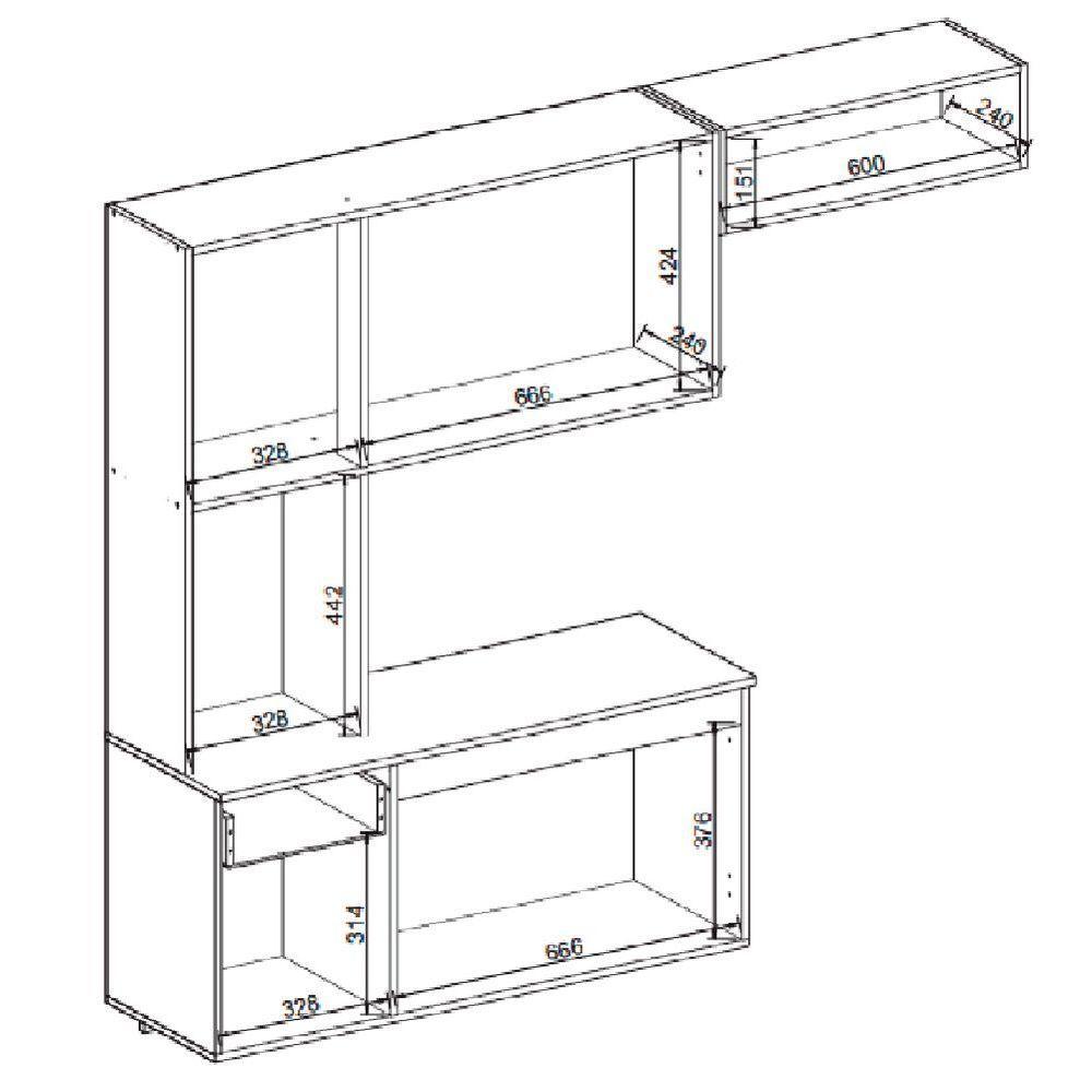 Armário De Cozinha Completa Suspenso Com Balcão 6 Portas 1 Gaveta Belíssima Freijó/grafite - 6