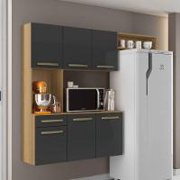 Armário De Cozinha Completa Suspenso Com Balcão 6 Portas 1 Gaveta Belíssima Freijó/grafite - 2