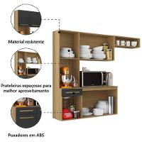 Armário De Cozinha Completa Suspenso Com Balcão 6 Portas 1 Gaveta Belíssima Freijó/grafite - 3