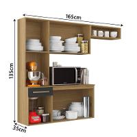 Armário De Cozinha Completa Suspenso Com Balcão 6 Portas 1 Gaveta Belíssima Freijó/grafite