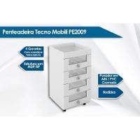 Gaveteiro p/ Escritório PE2009 c/ 4 Gavetas e Rodízios Branco - Tecno Mobili