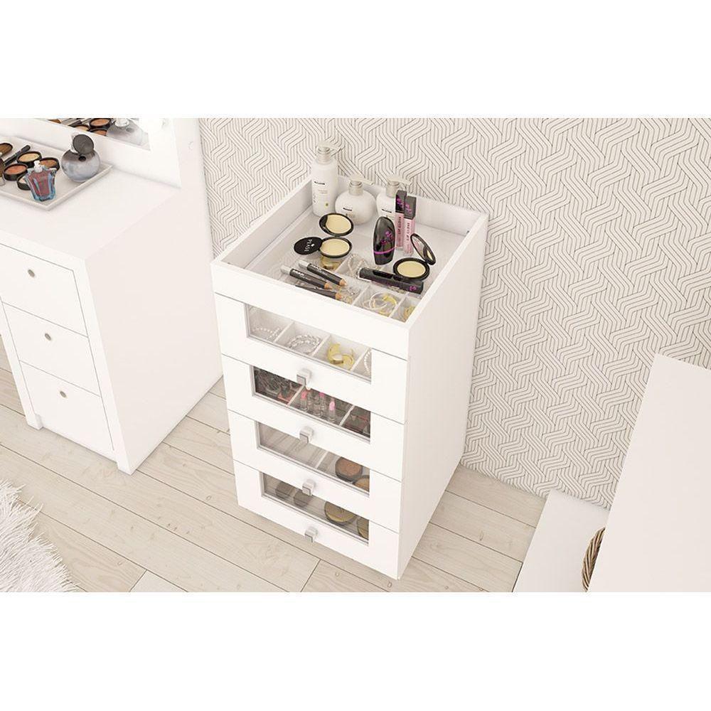 Multiuso Escritório PE2009 c/ 4 Gavetas e Rodízios Branco - Tecno Mobili - 4