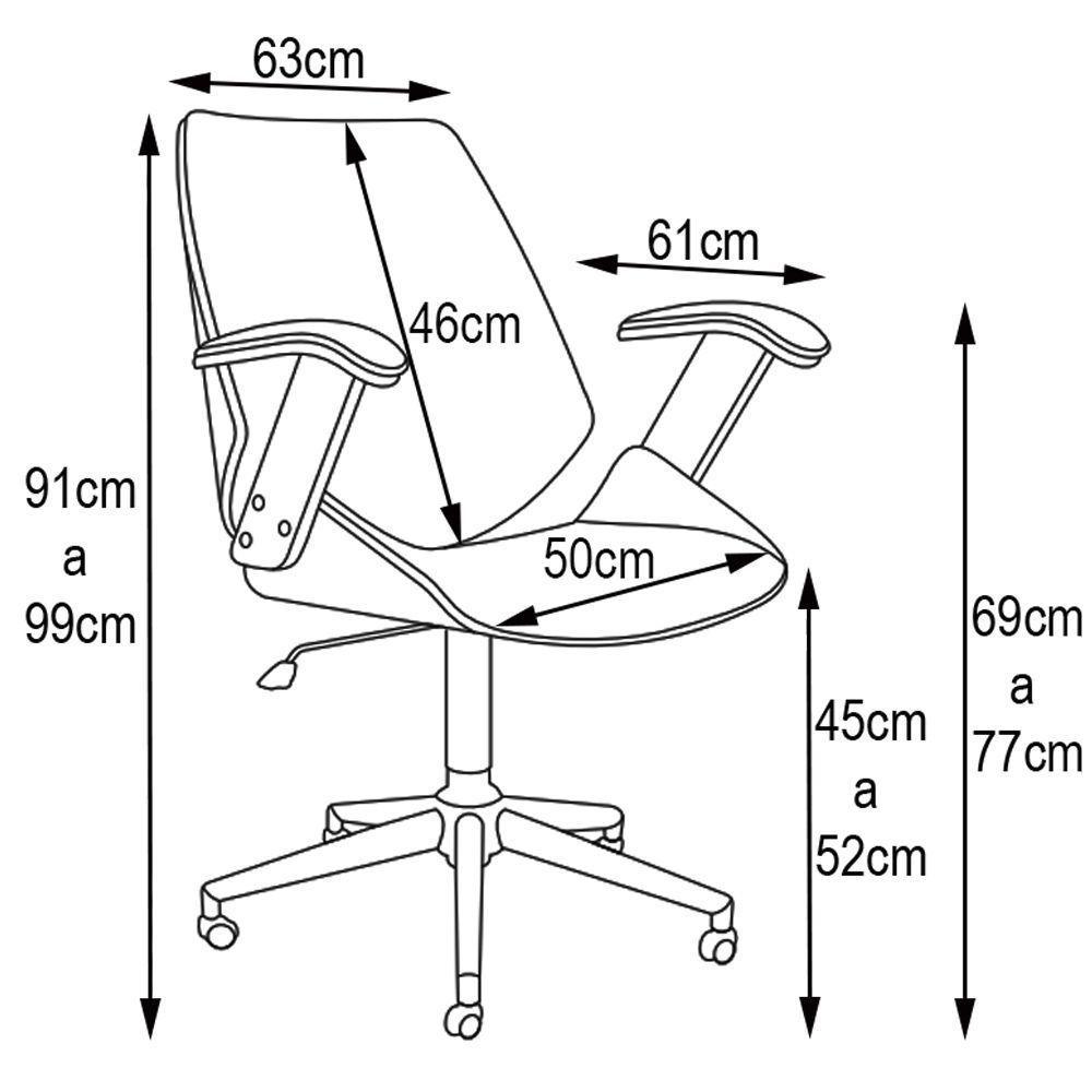 Kit 02 Cadeiras de Escritório Com Regulagem de Altura Preto - 9
