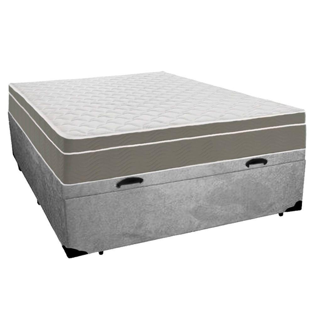 Cama Box Baú Casal Suede + Colchão Sereneprime Molas Ensacadas 138x188x69 Cinza. - 6