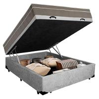 Cama Box Baú Casal Suede + Colchão Sereneprime Molas Ensacadas 138x188x69 Cinza.