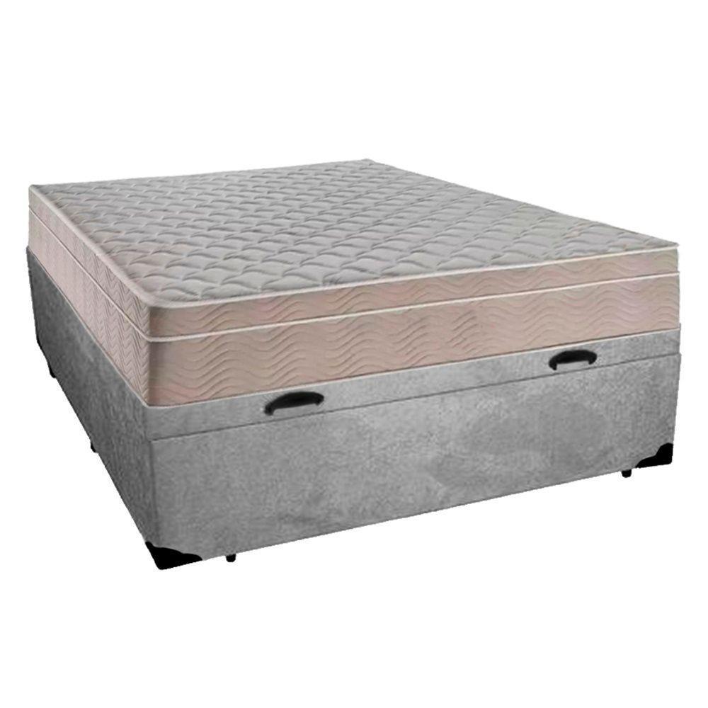 Cama Box Baú Casal Suede + Colchão Sereneprime Molas Ensacadas 138x188x69 Cor:cinza - 5