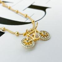 Pulseira Com Delicada Bicicleta Cravejada Com Zirconias Banhada Ouro 18k - 3