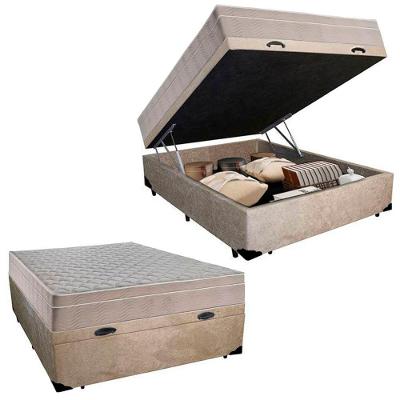 Cama Box Baú Casal Suede + Colchão Sereneprime Molas Ensacadas 138x188x69 Bege.