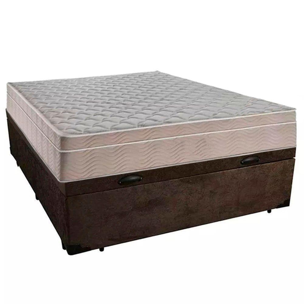 Cama Box Baú Casal Suede + Colchão Sereneprime Molas Ensacadas 138x188x69 Cor:marrom - 3