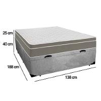 Cama Box Baú Casal Suede + Colchão Sereneprime Molas Ensacadas 138x188x69 Cinza.