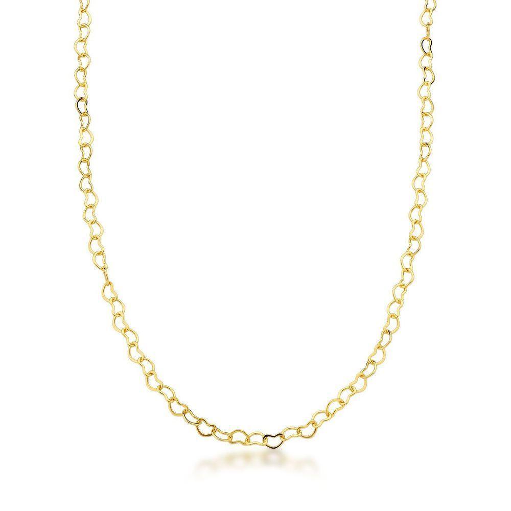Colar Corrente Elo Corações 3mm Banhada A Ouro 18k - 45cm - 1
