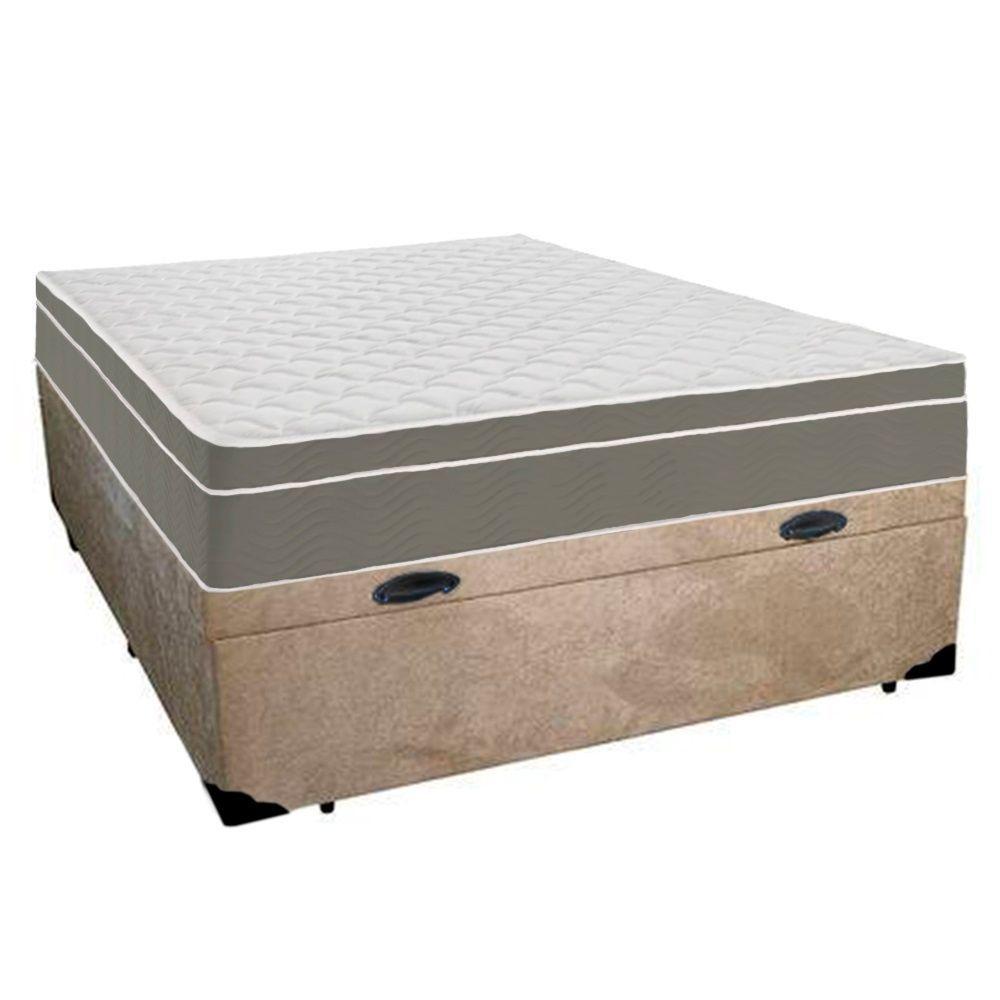 Cama Box Baú Casal Suede + Colchão Sereneprime Molas Ensacadas 138x188x69 Bege - 3