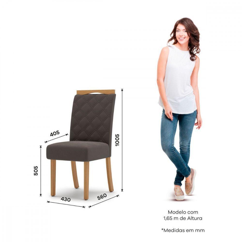 Conjunto De Mesa Henn Lins Com 6 Cadeiras Bella 1,60 Nature-off White-marrom Amêndoa - 3