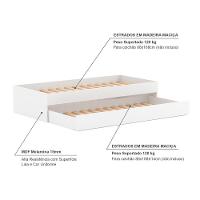 Bicama Solteiro Mdf Branco Sem Cabeceira Mobilistore