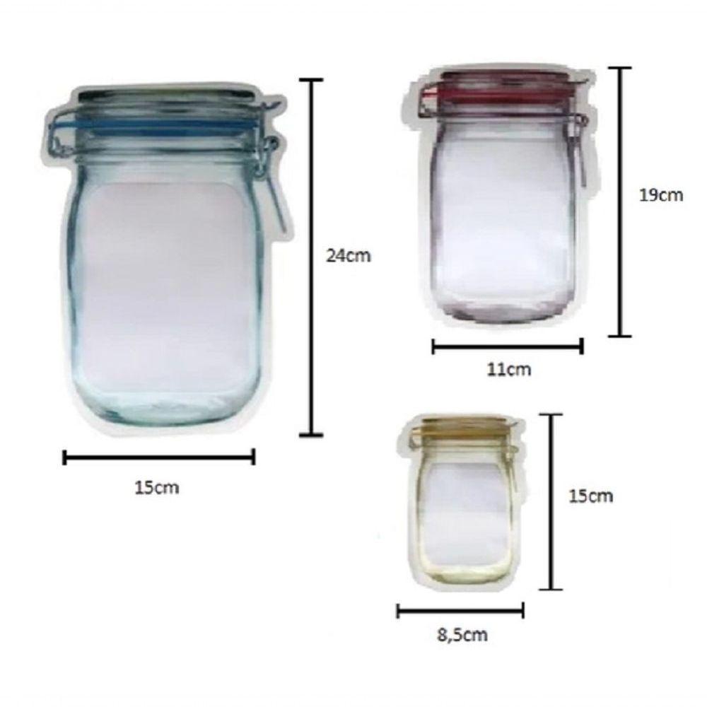 Kit 3 Saco Plástico Alimentos Reutilizável Porta Alimentos Grãos Legumes Temperos Com Lacre Zip - 6