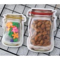 Kit 3 Saco Plástico Alimentos Reutilizável Porta Alimentos Grãos Legumes Temperos Com Lacre Zip - 3