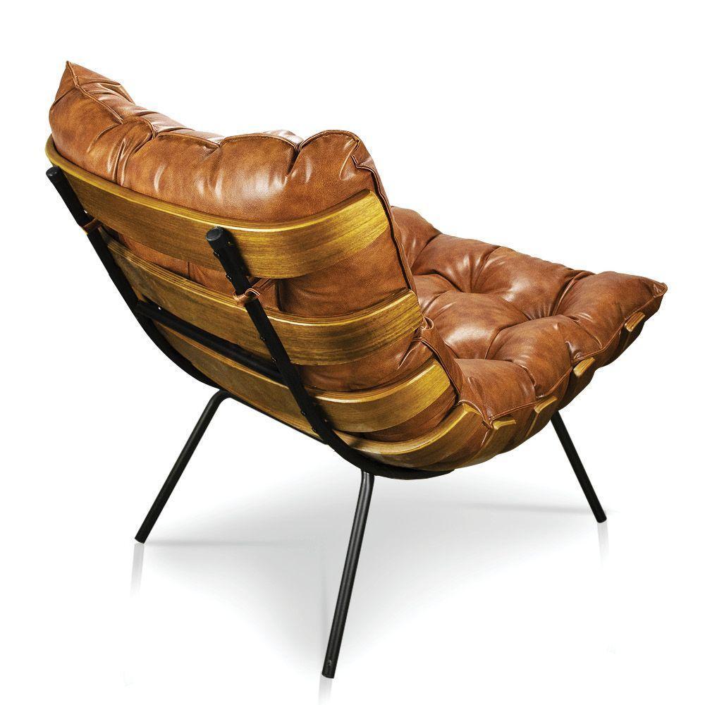 Kit Poltrona Costela Com Puff Para Sala Couríssimo Nozes - 3