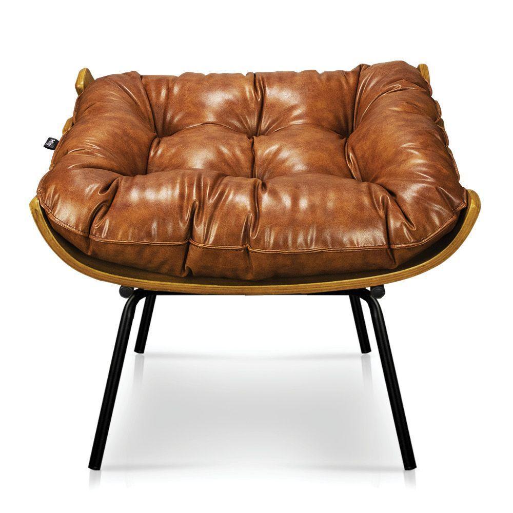 Kit Poltrona Costela Com Puff Para Sala Couríssimo Nozes - 5