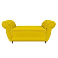 Divã Recamier Com Baú Grécia 1,55 Cm Suede Amarelo - 1