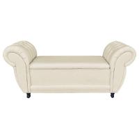 Divã Recamier Com Baú Grécia 1,55 Cm Linho Bege - 1