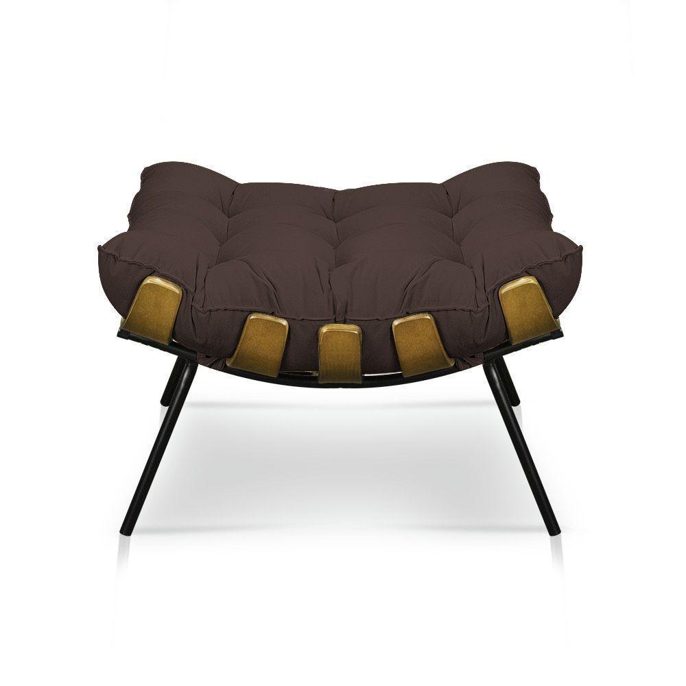 Kit Poltrona Costela Com Puff Para Sala Suede Marrom - 7