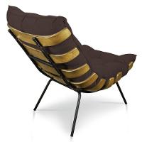 Kit Poltrona Costela Com Puff Para Sala Suede Marrom - 6