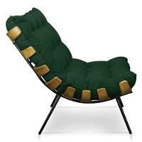 Kit Poltrona Costela Com Puff Para Sala Suede Verde - 2