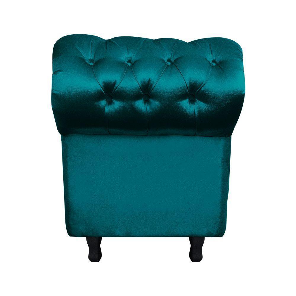 Divã Recamier Com Baú Grécia 1,55 Cm Suede Azul Acetinado - 2