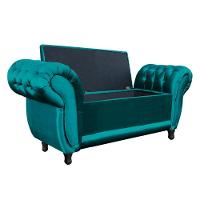 Divã Recamier Com Baú Grécia 1,55 Cm Suede Azul Acetinado - 3