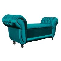 Divã Recamier Com Baú Grécia 1,55 Cm Suede Azul Acetinado - 4